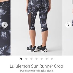 Lululemon Sun Runner Crop Capri Legging women’s size 6 in dusk dye black white